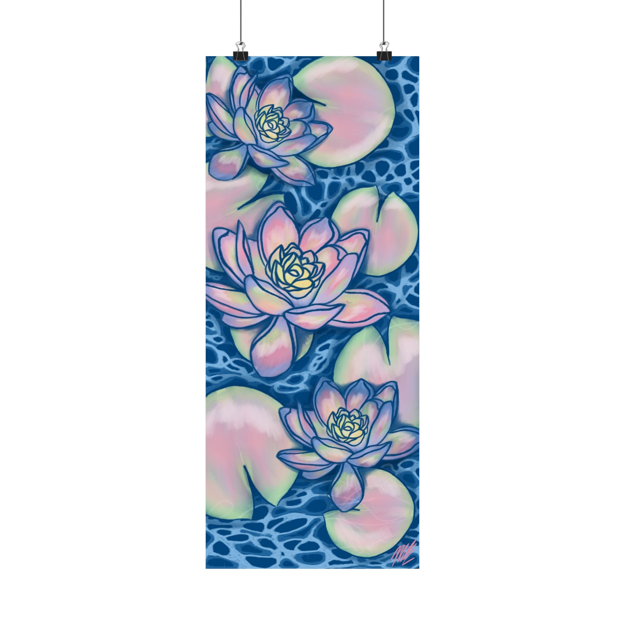 Pastel Lotus Waterlily Poster Print — Created By Original Artist