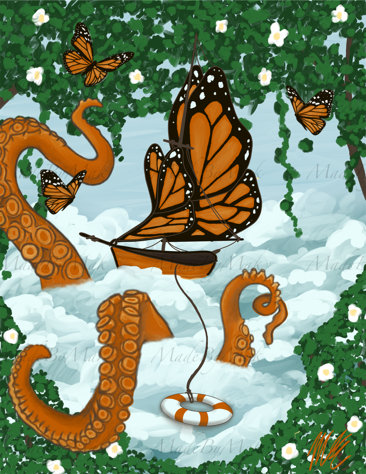 Monarch Sea Dream Poster - Digital Print - Created by original Artist