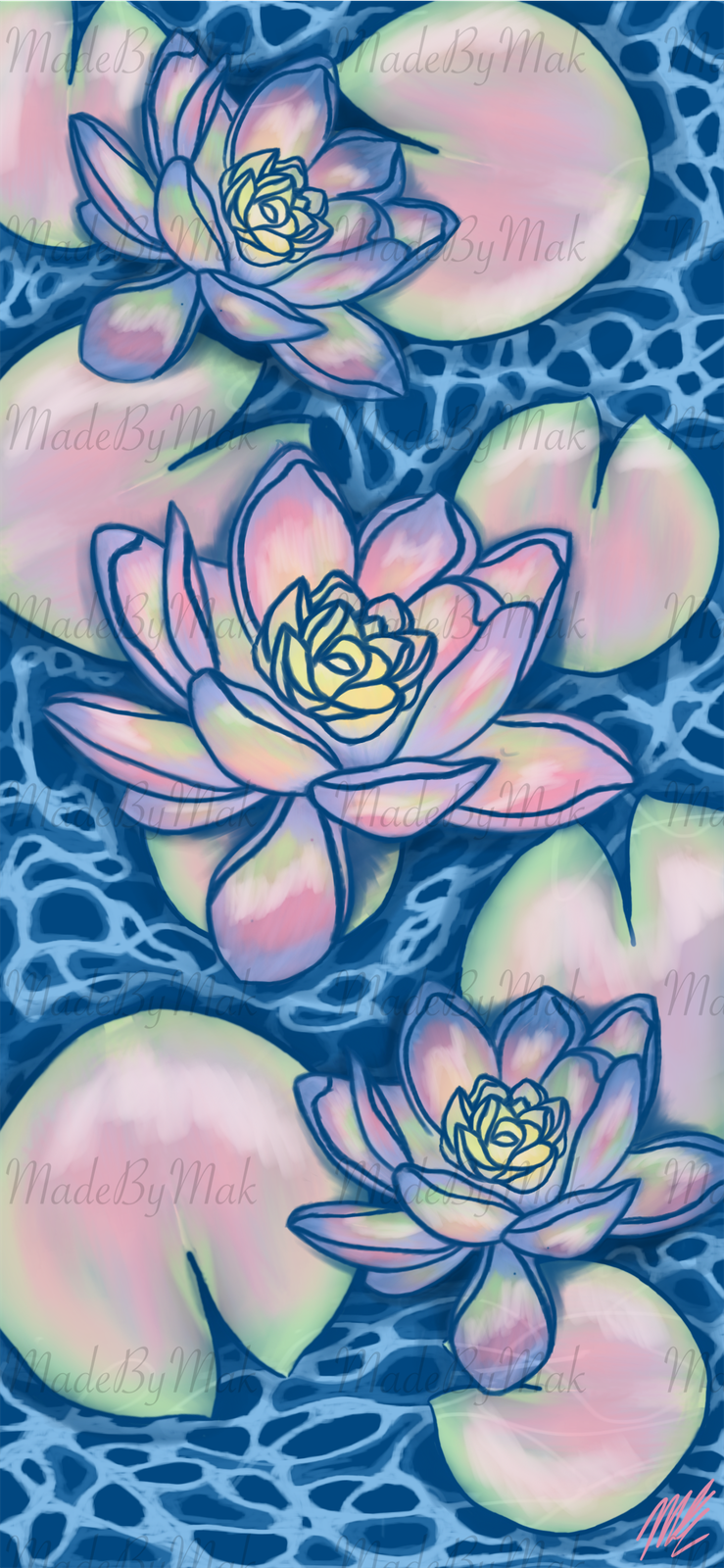 Pastel Lotus Waterlily Poster Print — Created By Original Artist